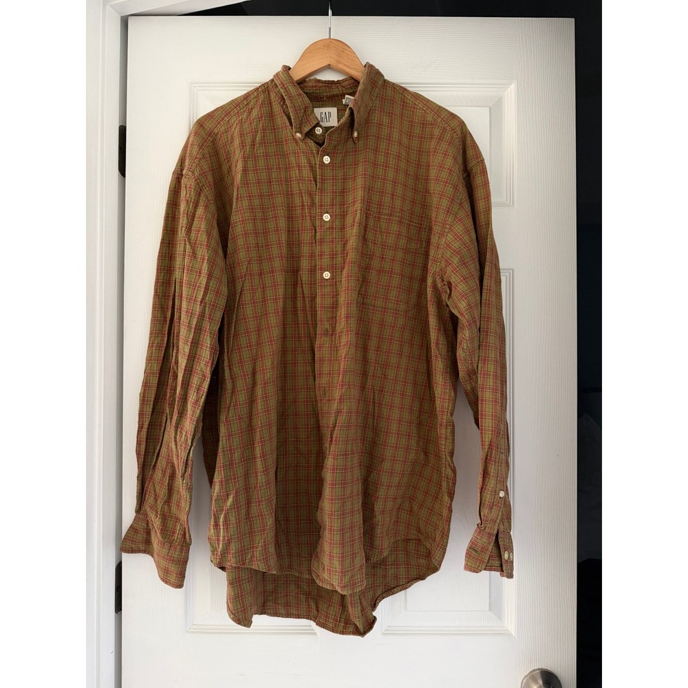 Vintage Gap Plaid Long Sleeve Button Down Cabincore Cottage Casual Retro